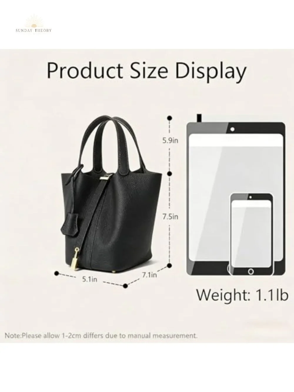 Genuine Leather Bucket Bag Women's Handbag Lock Design Shoulder Tote